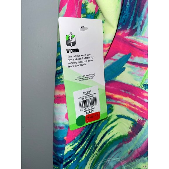 Prince Girl's Racerback Athletic Tennis Tank Size XS Textured Pink Wicking NWT - Picture 4 of 5